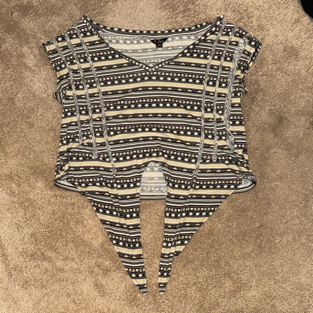 Guess Black and White Striped Crop Top